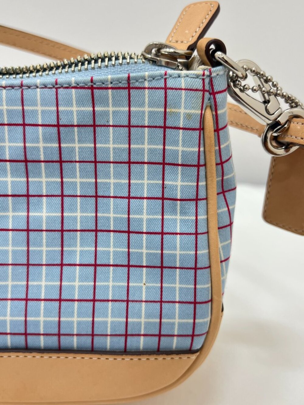 Coach Blue Plaid Small Bag in Style 7736 - Picture 2 of 15